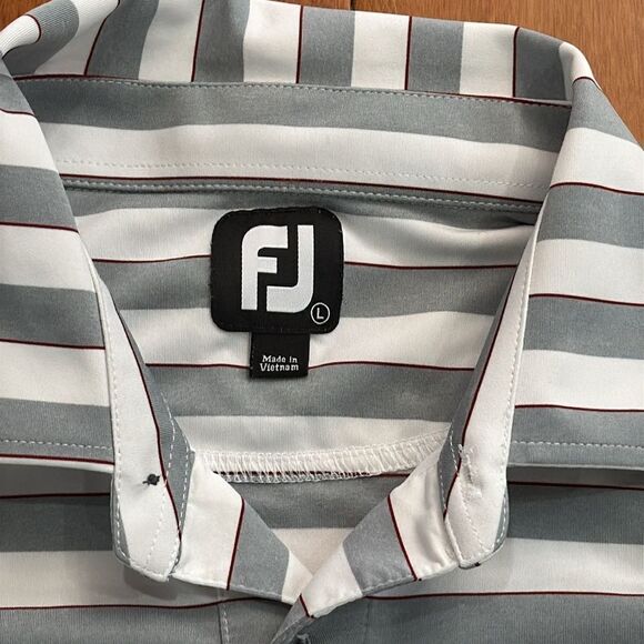 FootJoy Men's Gray Striped Polo Golf Shirt size L - Picture 3 of 9